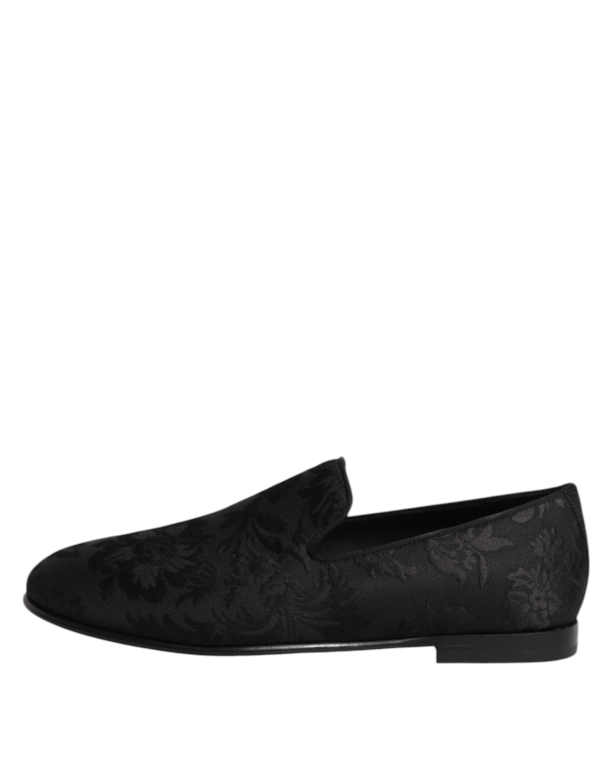 Black Floral Brocade Loafers Men's Dress Shoes