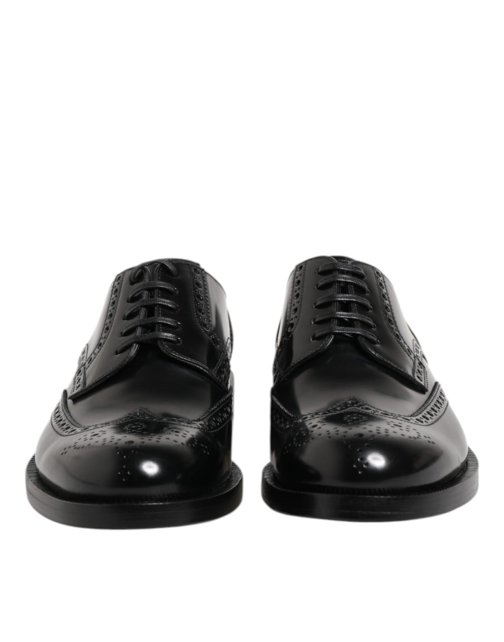 Schwarze Derby-Flügelkappen-Schnürschuhe aus Leder