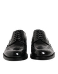 Schwarze Derby-Flügelkappen-Schnürschuhe aus Leder