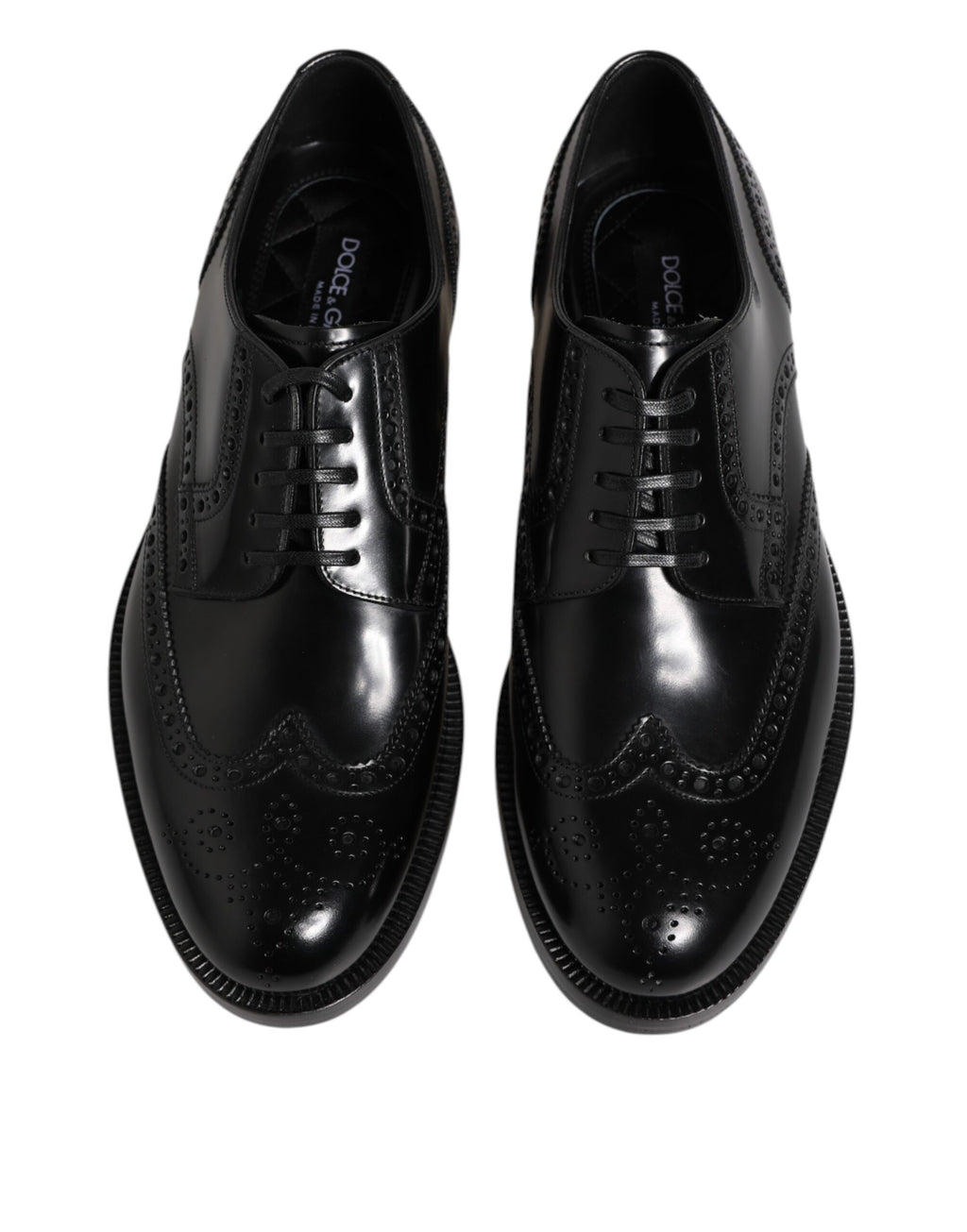 Schwarze Derby-Flügelkappen-Schnürschuhe aus Leder