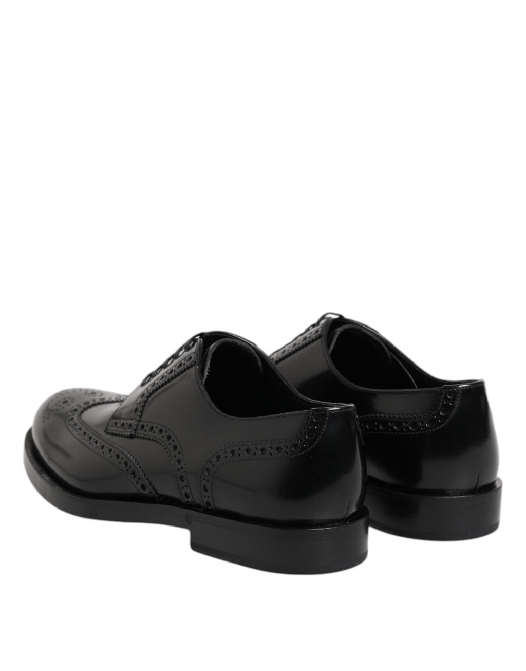 Schwarze Derby-Flügelkappen-Schnürschuhe aus Leder