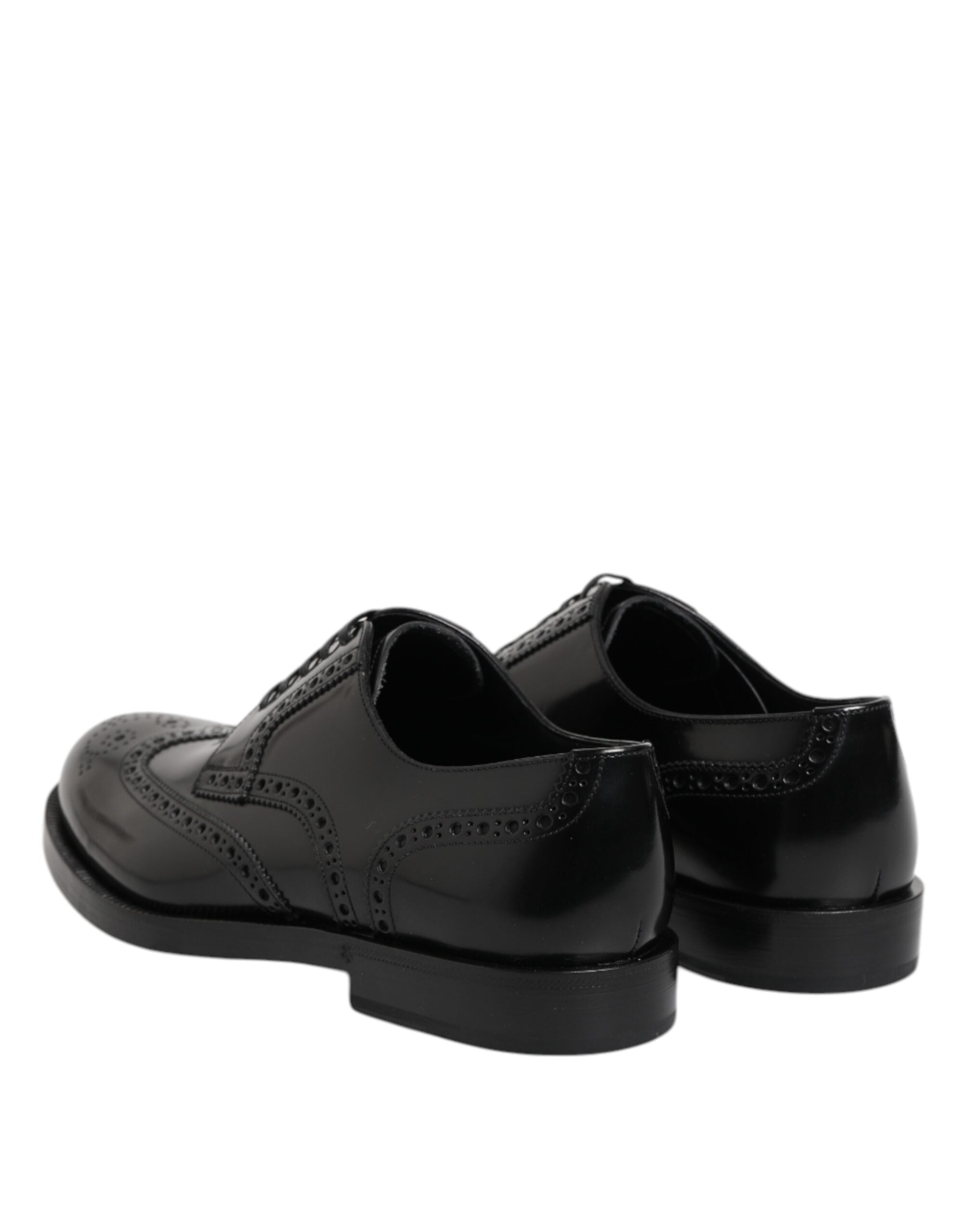 Schwarze Derby-Flügelkappen-Schnürschuhe aus Leder