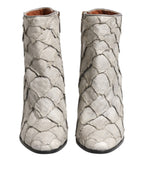 Off White Leather Heels Ankle Boots Shoes