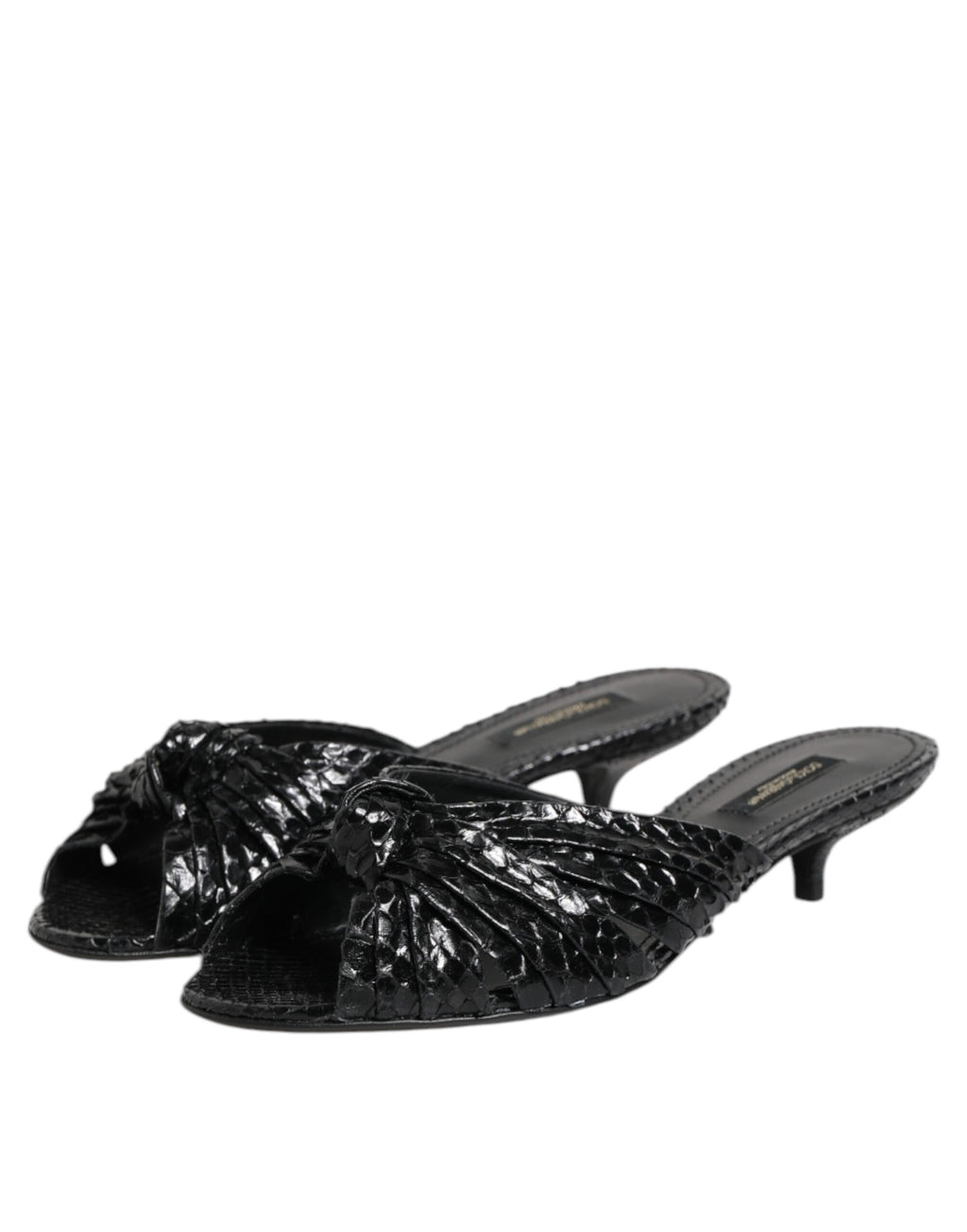 Schwarze Leder-Pantoletten mit Absatz