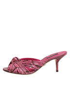 Pink Leather Heels Slides Sandals Shoes