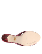 Pink Leather Heels Slides Sandals Shoes
