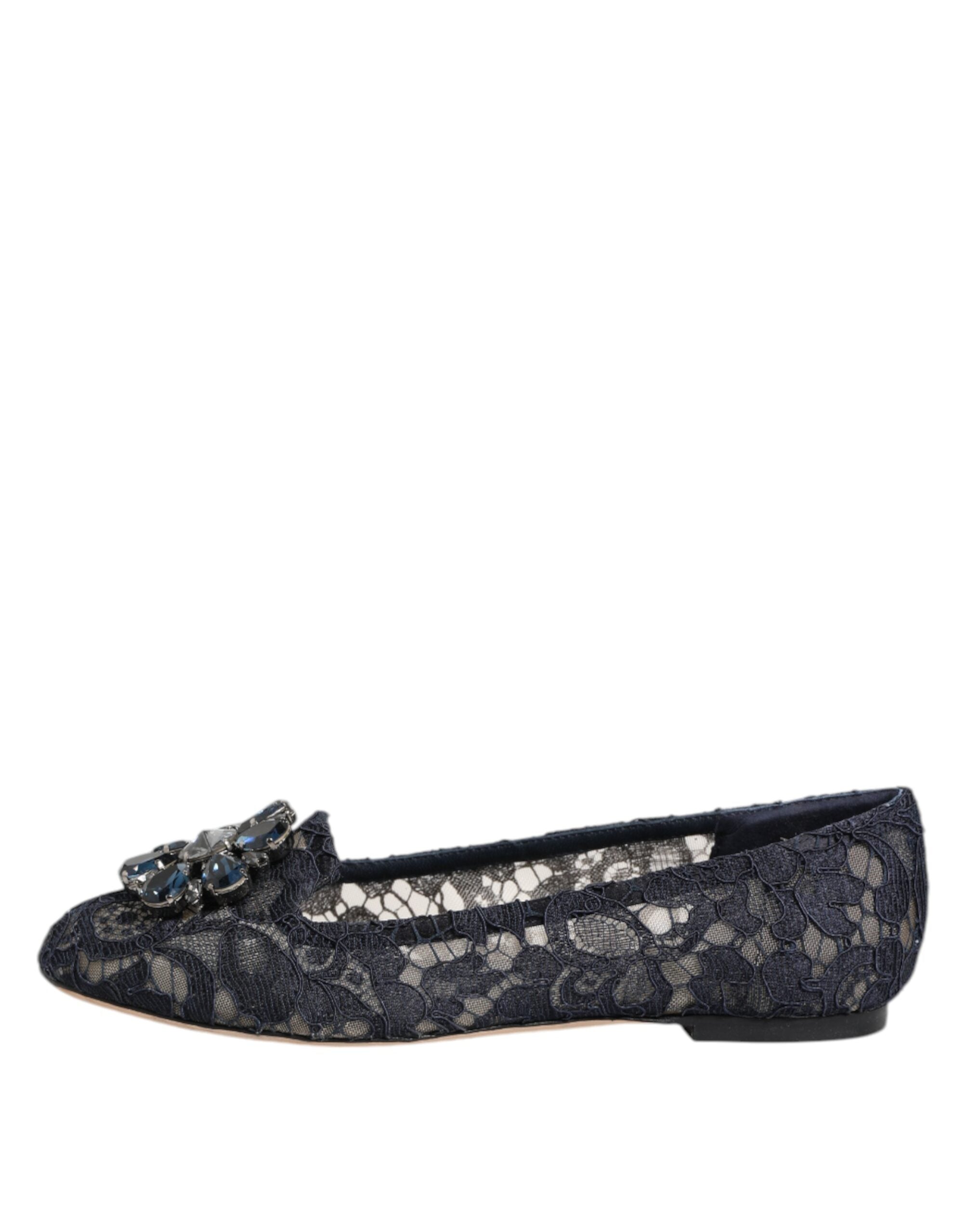 Blaue Taormina Spitze Kristalle Flats Schuhe