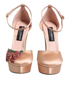 Pink Block Heels Ankle Strap Sandals Shoes