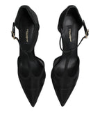 Schwarze High Heels mit T-Riemen aus Mesh