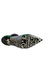 Green Stretch Sock Style Ankle Boots Shoes