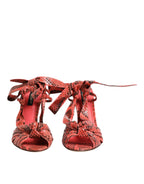 Coral Python Leather Heeled Sandals