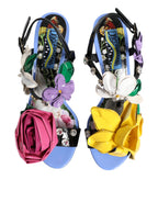 Mehrfarbige geblümte Kristall-Sandalen KEIRA