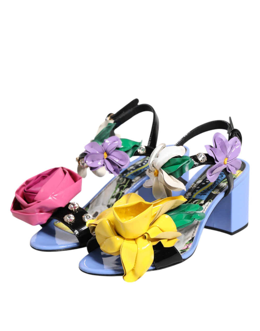 Mehrfarbige geblümte Kristall-Sandalen KEIRA