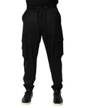 Solide schwarze Cargo Jogger Herren Sweatpants Hose