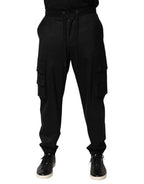 Solide schwarze Cargo Jogger Herren Sweatpants Hose
