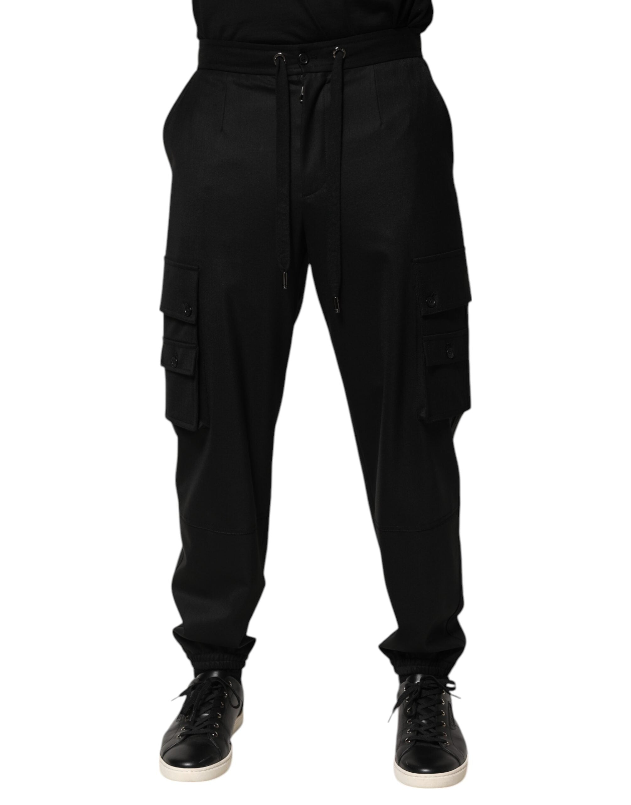 Solide schwarze Cargo Jogger Herren Sweatpants Hose