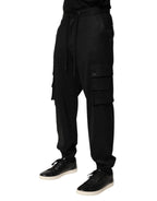 Solide schwarze Cargo Jogger Herren Sweatpants Hose