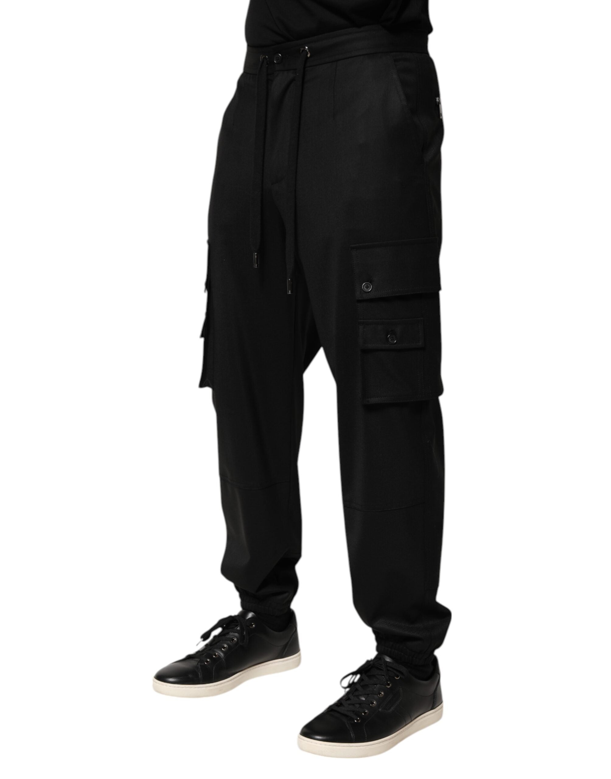 Solide schwarze Cargo Jogger Herren Sweatpants Hose