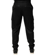 Solide schwarze Cargo Jogger Herren Sweatpants Hose