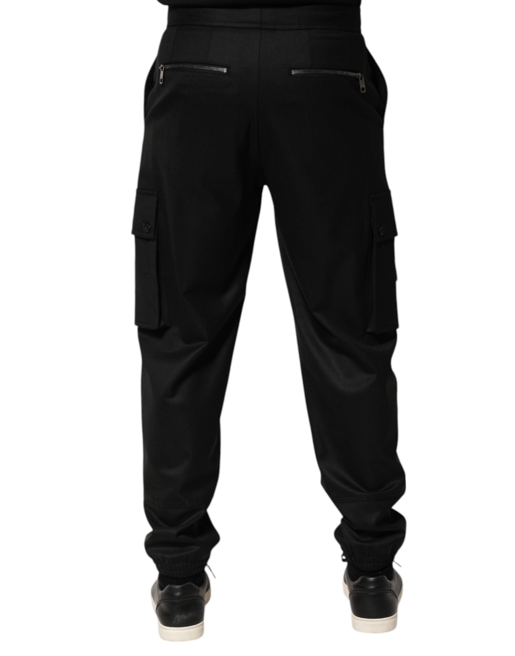 Solide schwarze Cargo Jogger Herren Sweatpants Hose