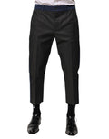 Gray Blue Cotton 3/4 Chinos Crop Trouser Pants