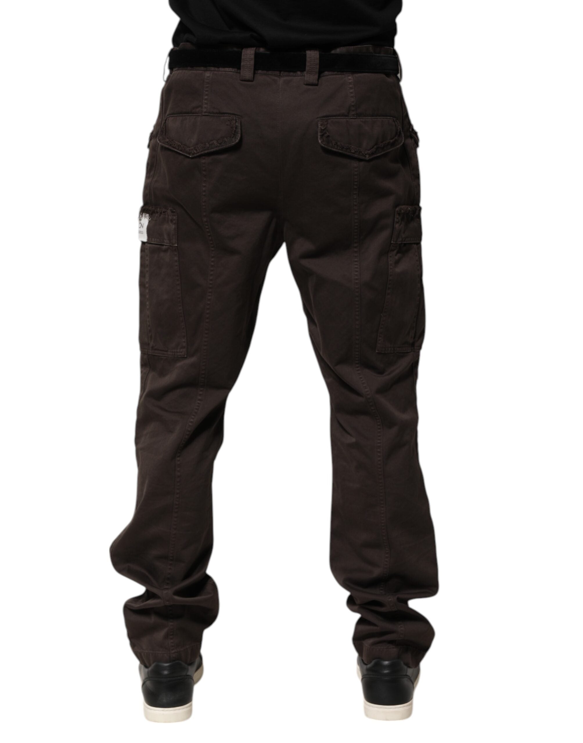 Brown Cotton Stretch Cargo Men Trouser Pants
