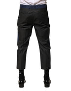 Gray Blue Cotton 3/4 Chinos Crop Trouser Pants
