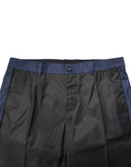 Gray Blue Cotton 3/4 Chinos Crop Trouser Pants