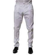Weißes Baumwollkleid Schmal Formelle Stoffhose