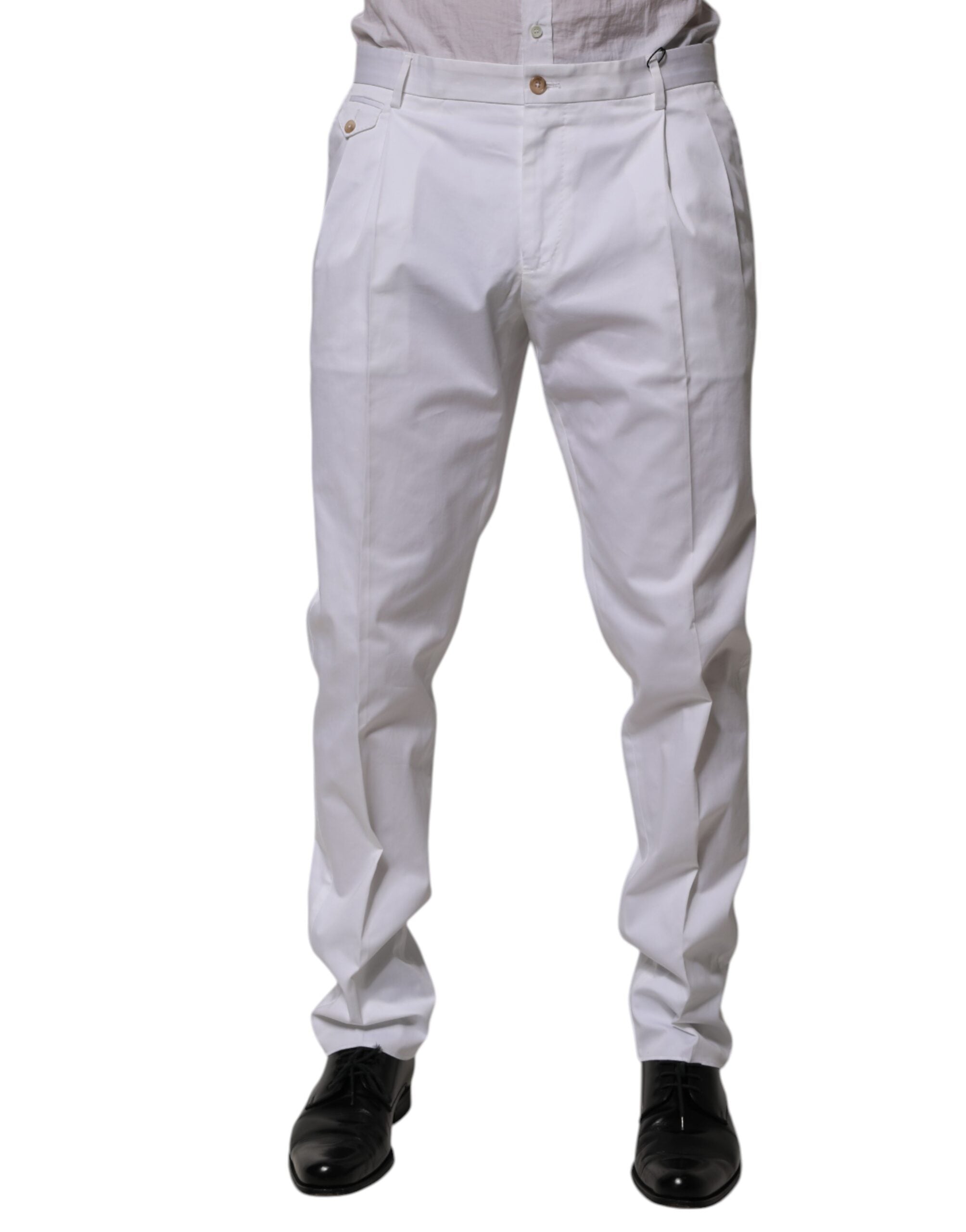 Weißes Baumwollkleid Schmal Formelle Stoffhose