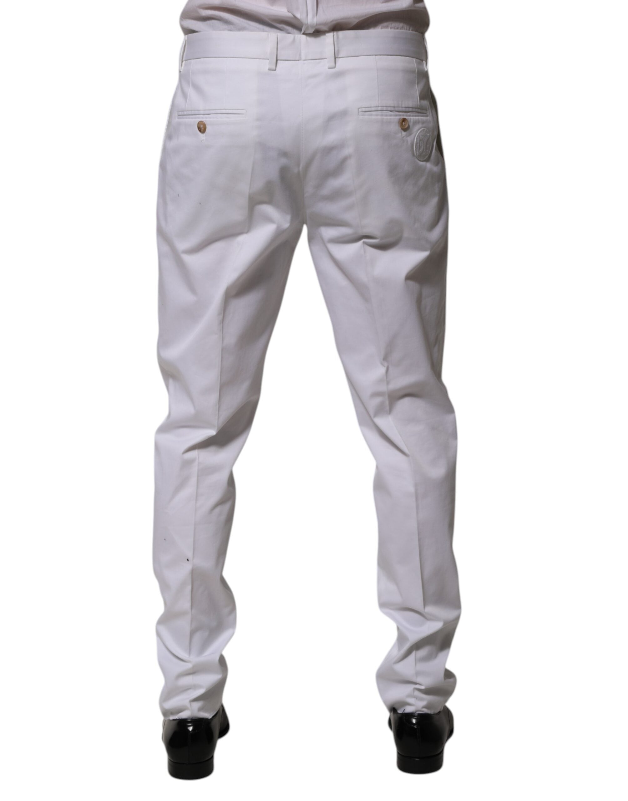Weißes Baumwollkleid Schmal Formelle Stoffhose