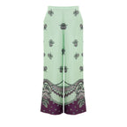 Green Silk Casual Pants