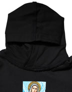 Black Printed Hoodie Crystal Embellished Jacket