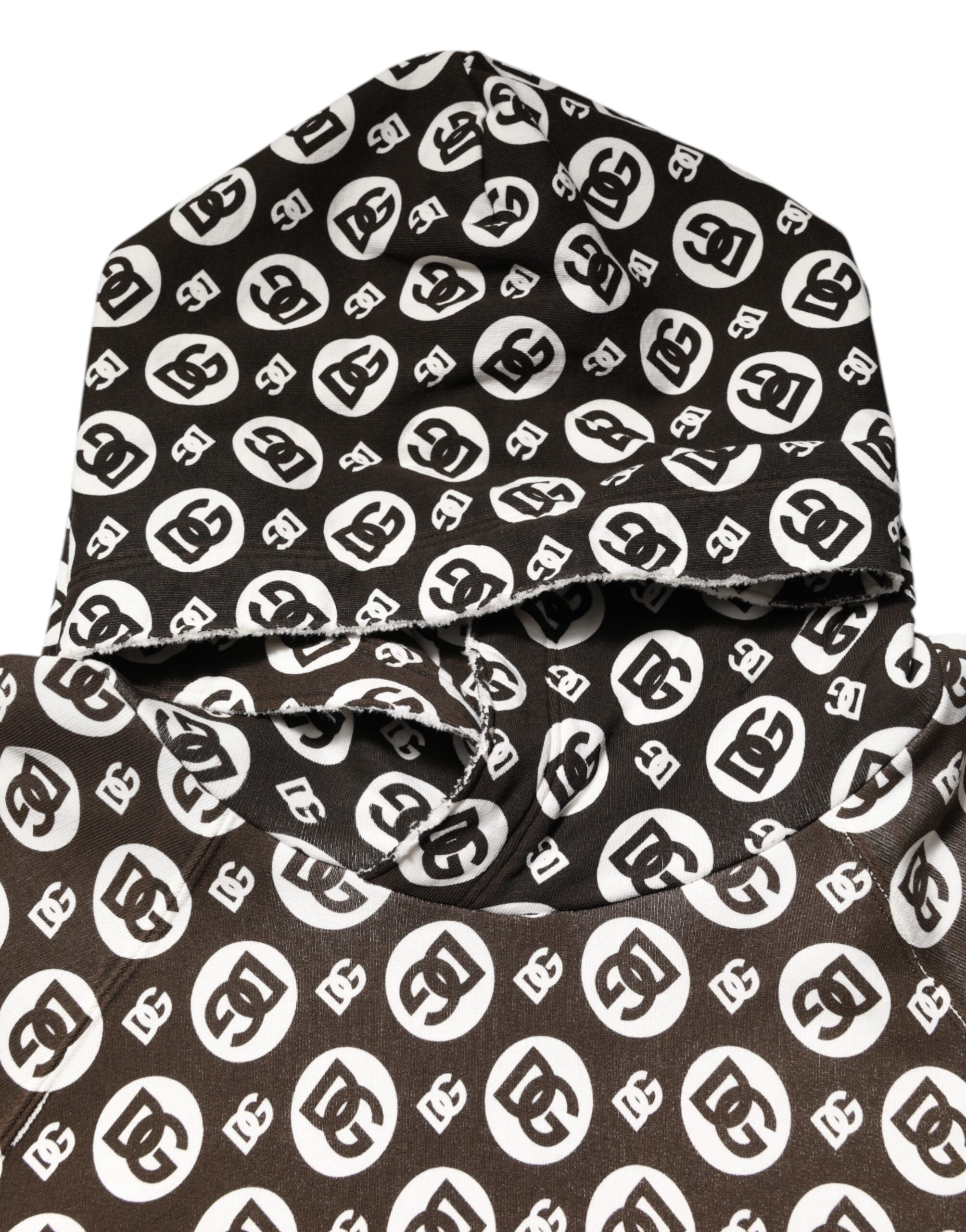Brauner und weißer Kapuzenpullover mit DG-Logo