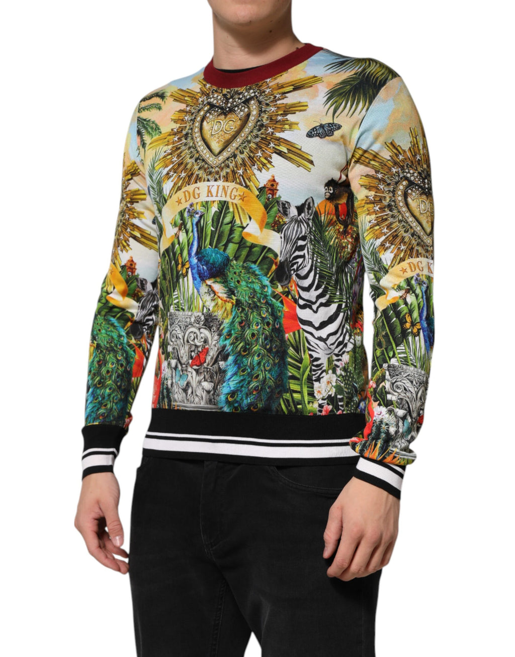 Pullover aus Seide mit herzförmiger Tropenkrone