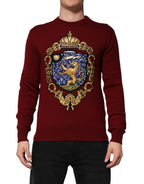 Burgundy Kaschmir Löwenwappen Pullover