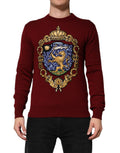 Burgundy Kaschmir Löwenwappen Pullover