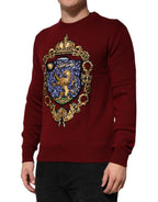Burgundy Kaschmir Löwenwappen Pullover