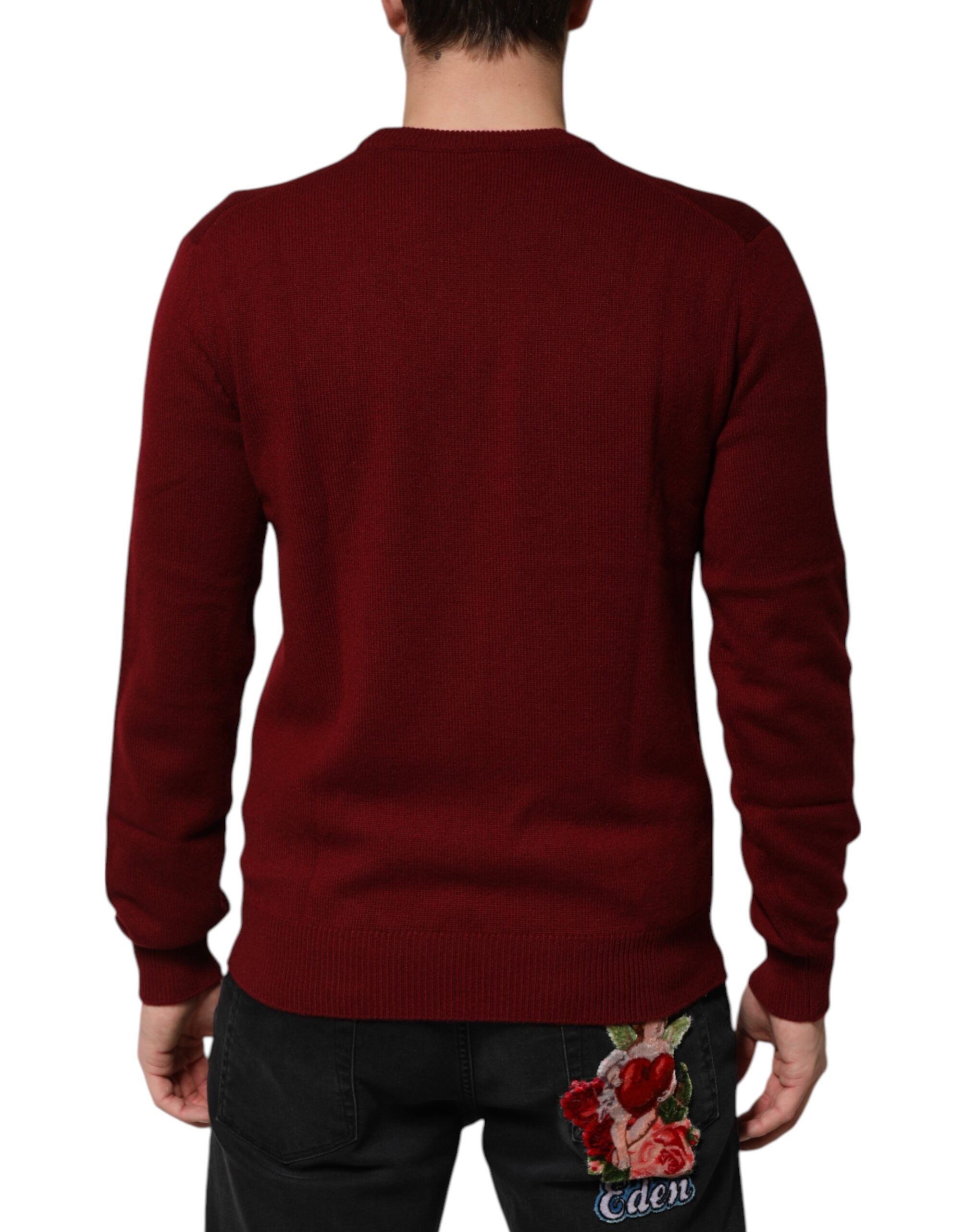 Burgundy Kaschmir Löwenwappen Pullover