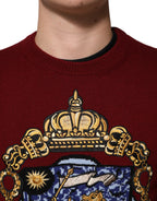 Burgundy Kaschmir Löwenwappen Pullover