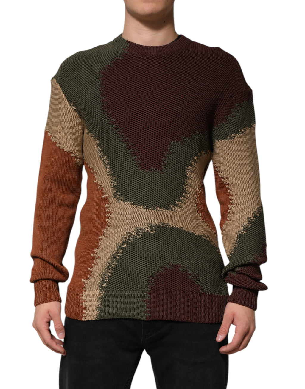 Herren-Pullover aus mehrfarbiger Baumwolle mit abstraktem Muster