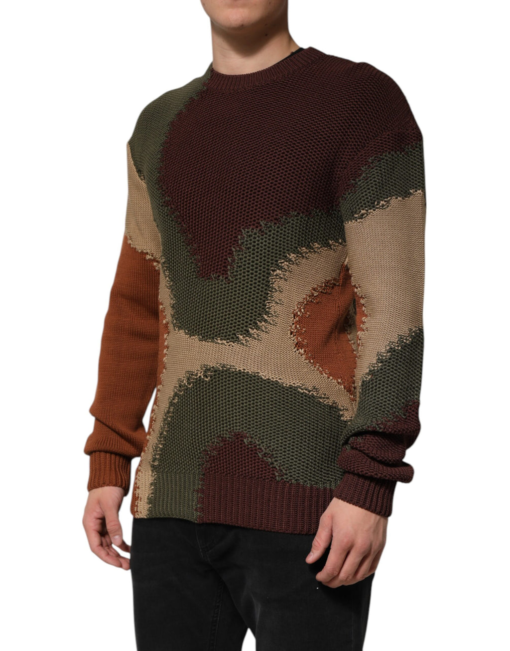 Herren-Pullover aus mehrfarbiger Baumwolle mit abstraktem Muster
