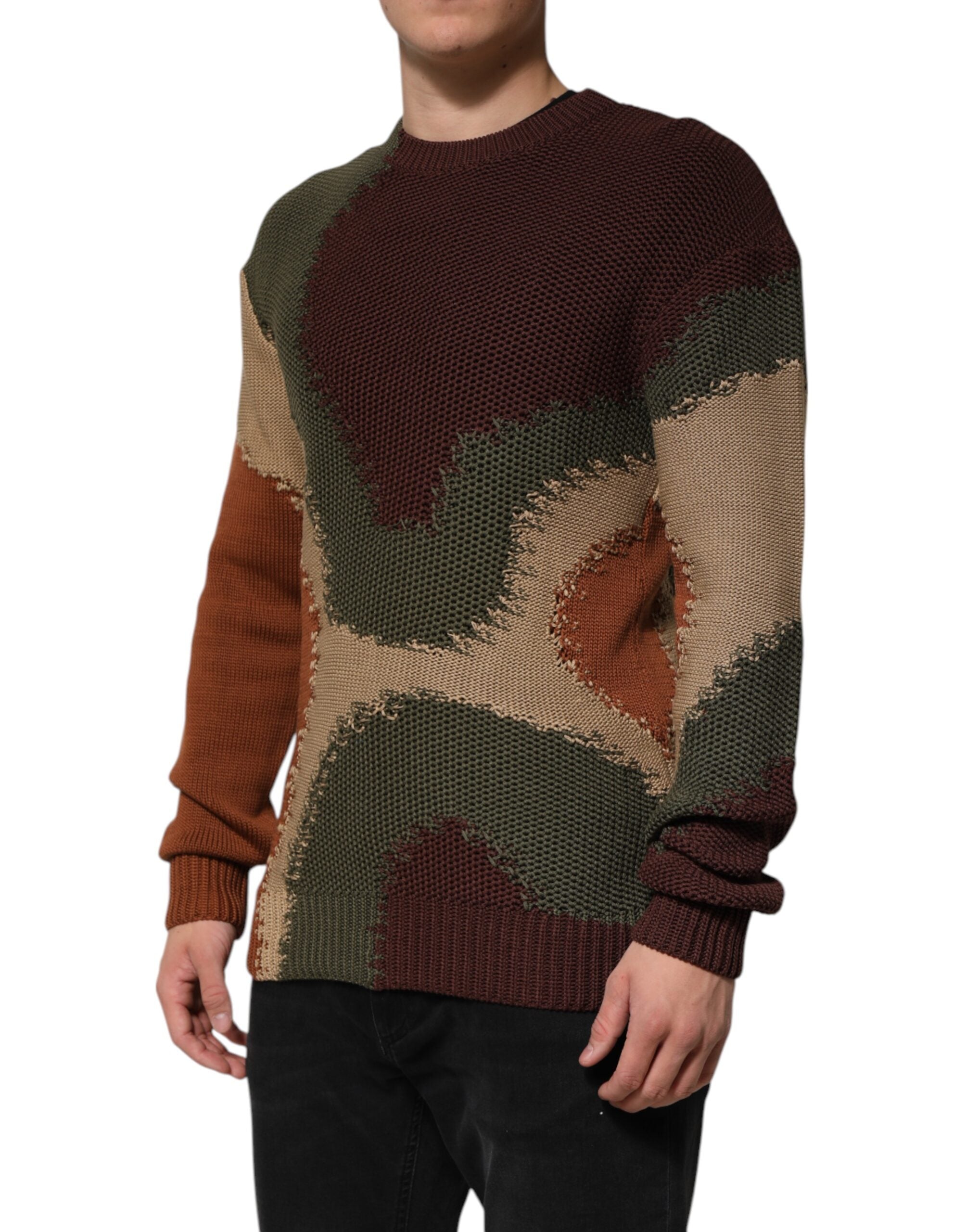 Herren-Pullover aus mehrfarbiger Baumwolle mit abstraktem Muster