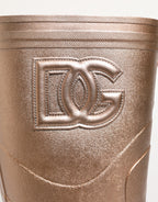 Rose Gold Rubber Pull On Rain Boots  Shoes