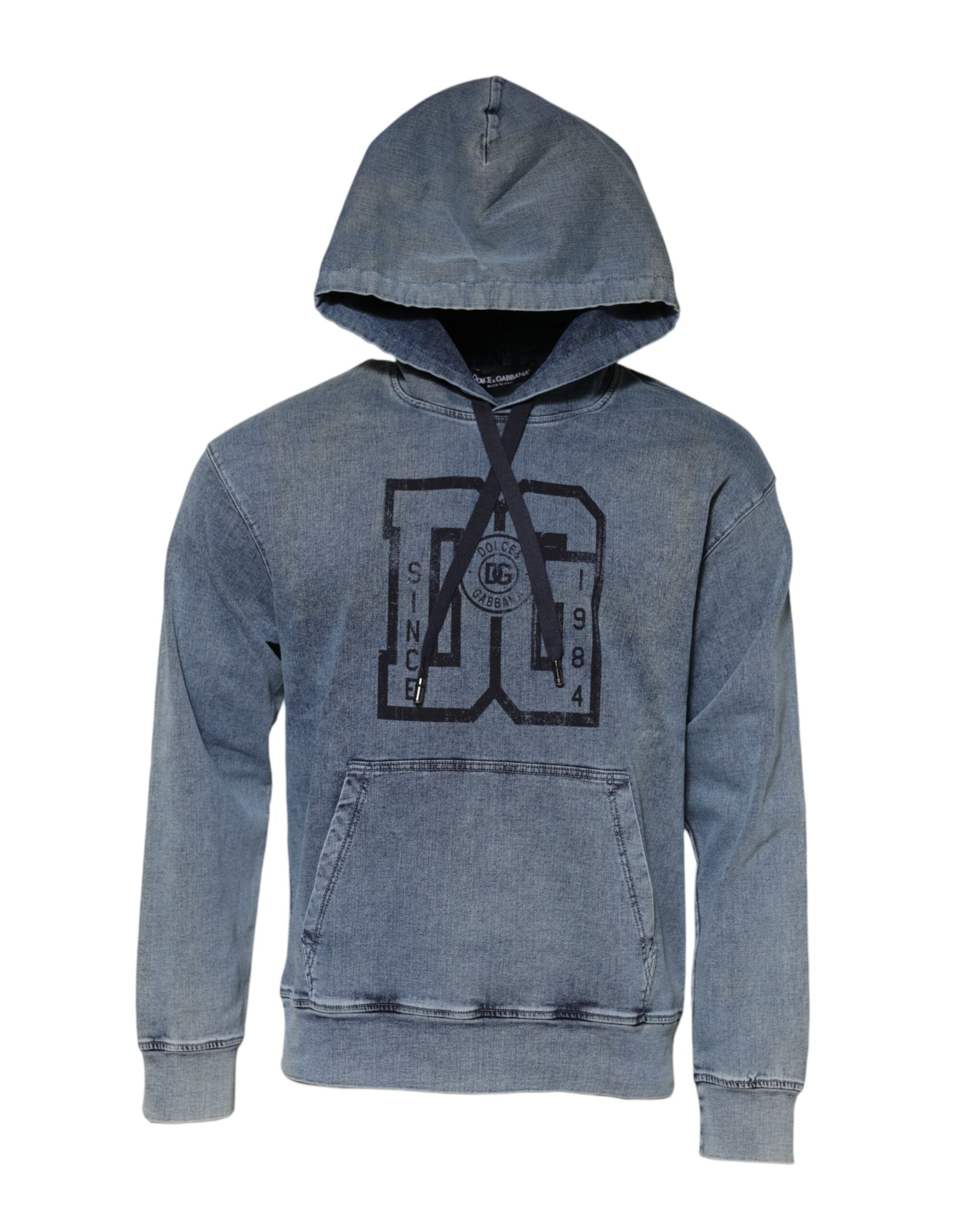 Blauer Kapuzenpullover aus Baumwollmischgewebe
