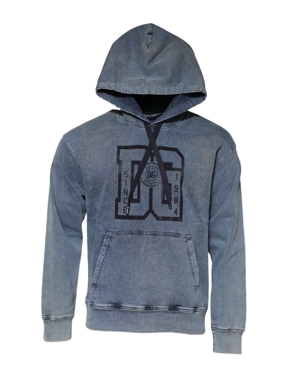 Blauer Kapuzenpullover aus Baumwollmischgewebe