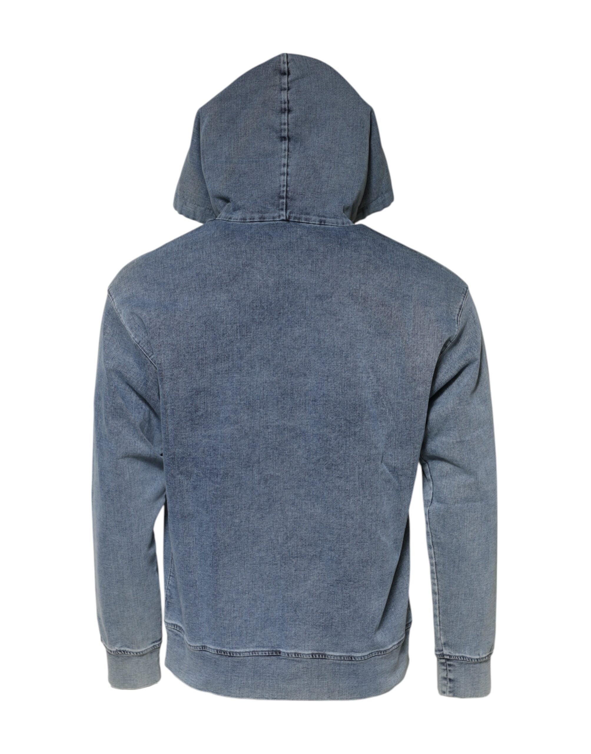 Blauer Kapuzenpullover aus Baumwollmischgewebe