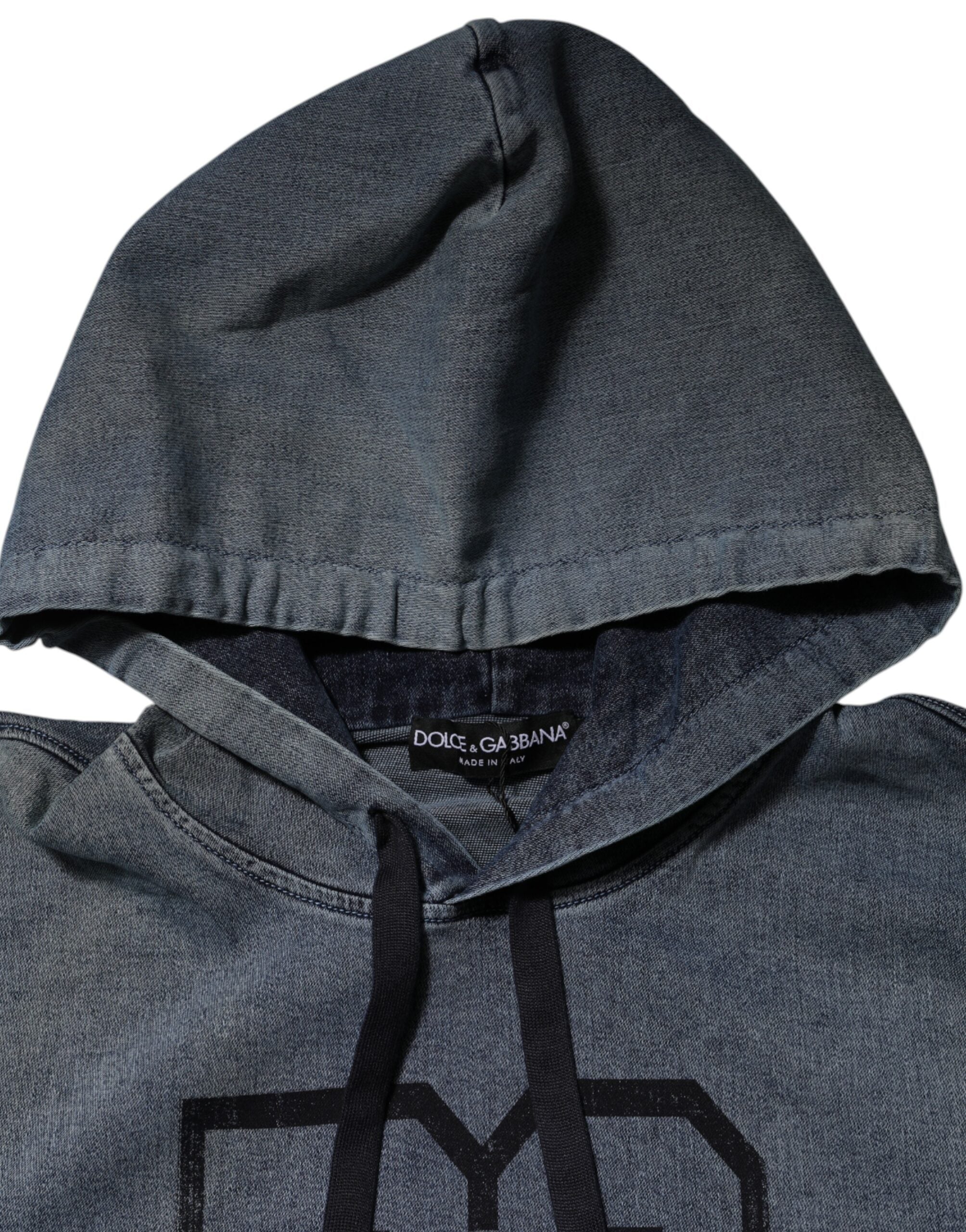 Blauer Kapuzenpullover aus Baumwollmischgewebe