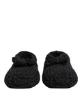 Black Wool Knit Slip On Ballerina Flats Shoes