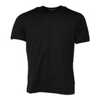 Schwarzes Baumwoll-T-Shirt mit Logo-Print und Rundhalsausschnitt